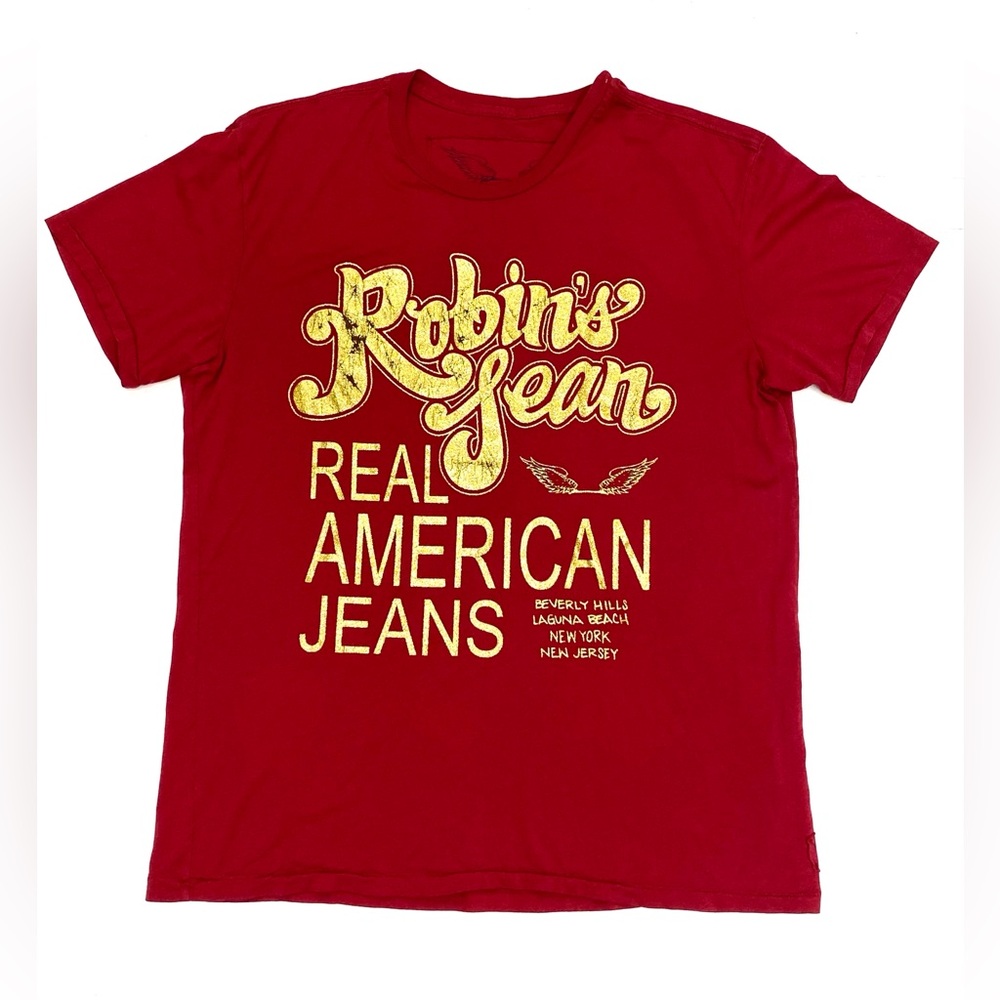 Robins Jean Men’s "Real American Jeans" Burgundy Short Sleeve T-Shirt